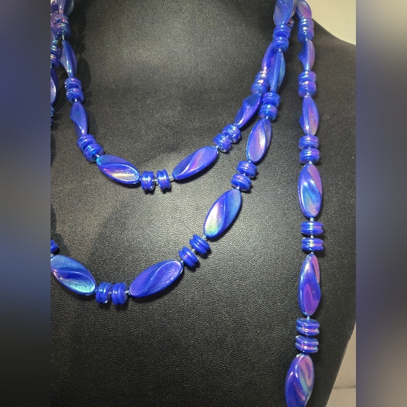 VINTAGE LONG STRANDED NECKLACE MULTICOLOR - Picture 4 of 8